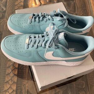 Nike Men's Air Force 1 ‘07 in Denim Turquoise and White